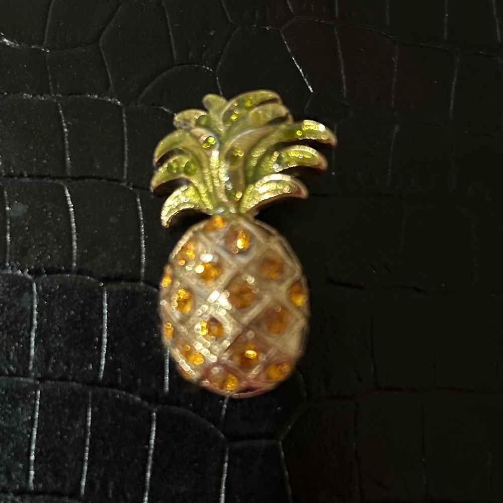 Pineapple Brooch- orange and green rhinestones